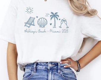 Personalized Beach Bachelorette Shirt, Custom Coastal Bride Trip Tee, Shell Cocktail Party T-Shirt, Bride Crew Trip, Bridal Cocktail Tshirt