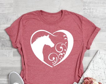 Horse Shirt, Horse Lover Tee, Horse heart T-Shirt, Shirt with Horse, Horse Lover Tees, Horse Lover Gift, Love Horses Shirt, Gift for unisex