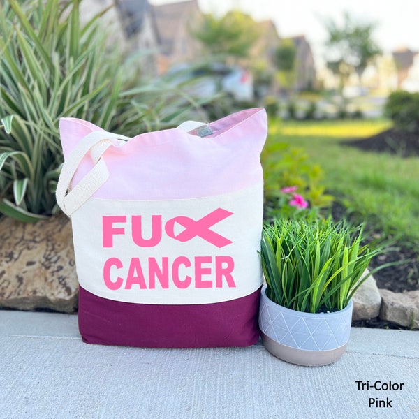 Fuck Cancer Bag, Cancer Tote Bag , Breas Cancer Canvas Bag, Cancer Awareness, Funny Cancer Tote Bag, Stronger Than Cancer,Strong Women Gift