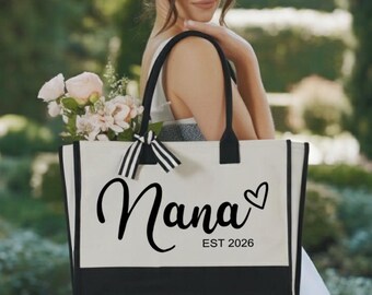 Custom Nana Tote Bag, Nana Tote Bag, Personalized Nana Bag, Gift for Nana, Mothers Day Gift, Grandma Bag, Nana Est 2026 Bag, Mom Tote Bag