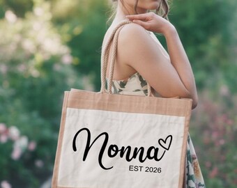 Custom Nonna Jute Bag, Nonna Jute Bag, Personalized Nonna Bag, Mama Jute Bag, Gift for Nonna, Mothers Day Gift, Nonna Est 2026 Bag