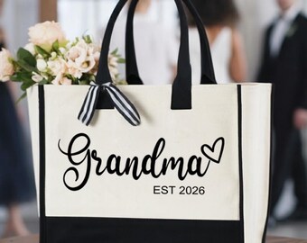 Custom Grandma Tote Bag, Grammy Tote Bag, Personalized Grandma Bag, Gift for Grandma, Grandma Est 2026 Bag, Mama Tote Bag, Mothers Day Gift