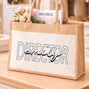 Personalized Director Jute Bag, Custom Name Theater Shopper, Drama Teacher Gift, Performing Arts Tote