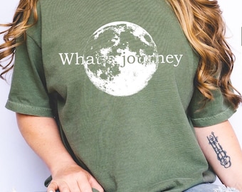 What A Journey Shirt, Moon Graphic Comfort Colors Tee, Lunar Print Top, Space Theme