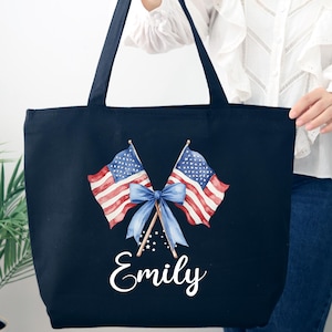 Patriotic USA Flag Tote Bag, Custom USA Bag, 4th of July Farm Bag, American Flag Tote Bag, Independence Day,Personalized 4th of July USA Bag