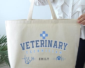 Custom Vet Tech Tote Bag, Veterinary Technician Bag, Vet Tool Bag, Vet Tech Gift, Vet Assistant Gif, Gift for Dog Lovers Bag, Pet Tote Bag