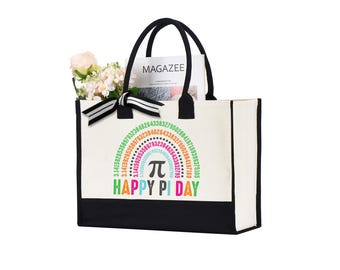 Happy Pi Day Tote Bag, Pi Day Tote Bag, Pi Symbol Tote Bag, Math Teacher Bag,Gift For Math Teacher,Pi Day Gift Tote Bag,Cute Pi Day Gift Bag