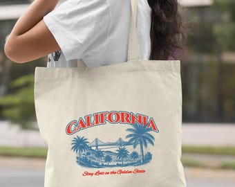 California Tote Bag, California State Bag, California Vacation Bag, Vintage California Bag, Retro State Bag, California Travel Gift