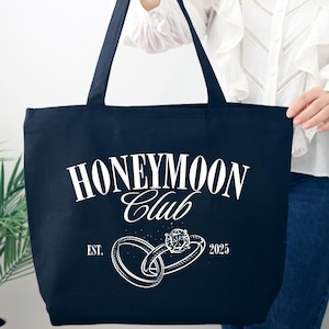 Honeymoon Tote Bag, Custom Honeymoon Club Bag, Custom Honeymoon Gifts, Honeymoon Travel Canvas Bag, Just Married Tote Bag, Wedding Gift