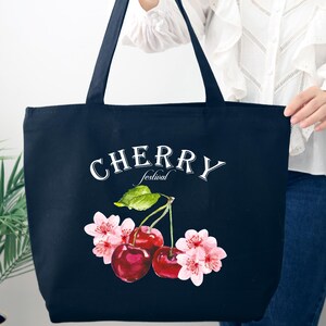 Cherry Festival Tote Bag,Cherry Tote Bag,Cute Cherry Festival Gift, Aesthetic Fruit Bag,Cherry Lover Gift, Gardener Girl Bag,Summer Tote Bag