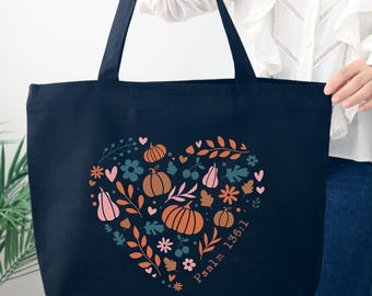 Thankful Heart Tote Bag, Autumn Tote Bag, Thankful Tote Bag, Pumpkin Spice Tote, Fall Leaf Totes,  Pumpkin Tote Bag, Thanksgiving Tote Bag
