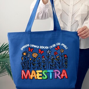 Teacher Tote Bag, Floral Maestra Tote Bag,spanish Teacher Gift ...
