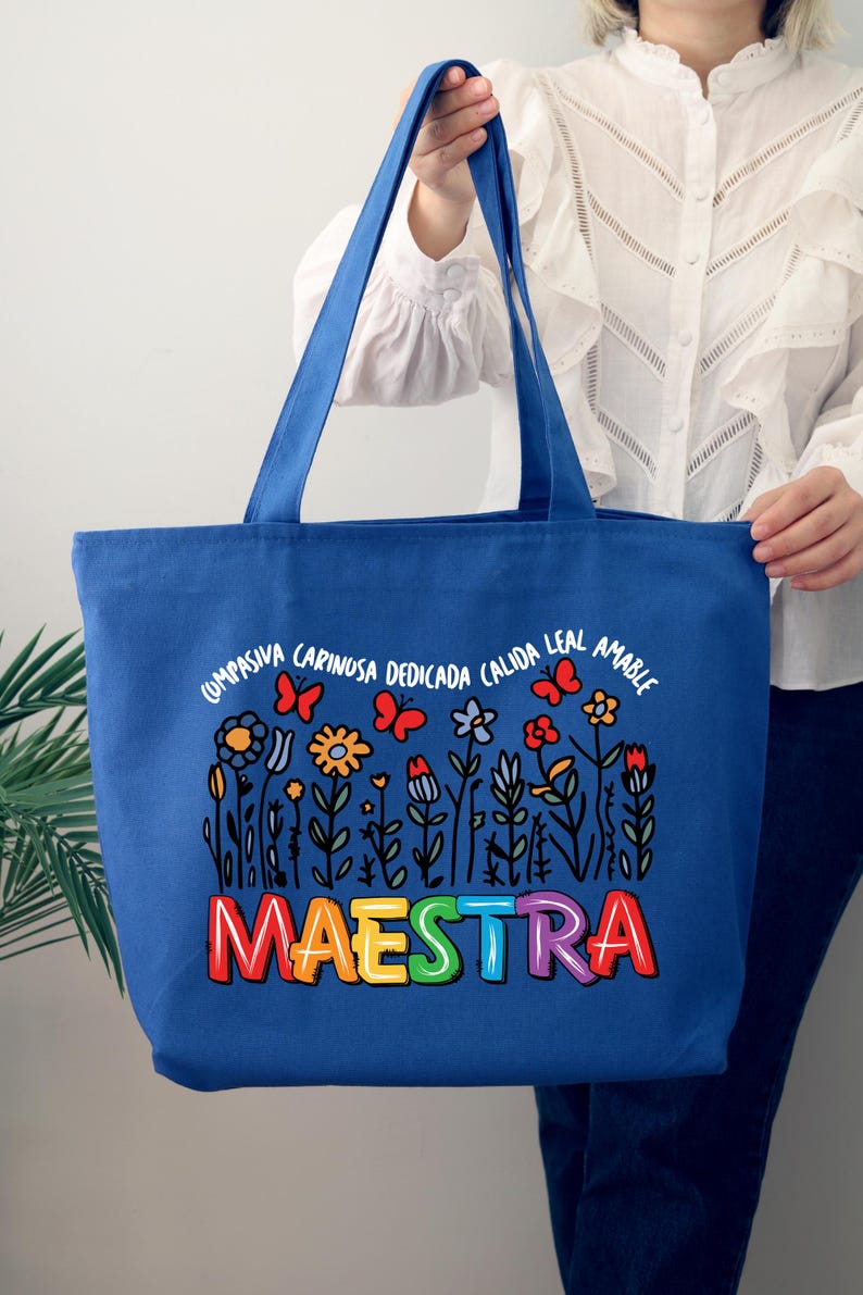 Teacher Tote Bag, Floral Maestra Tote Bag,spanish Teacher Gift ...