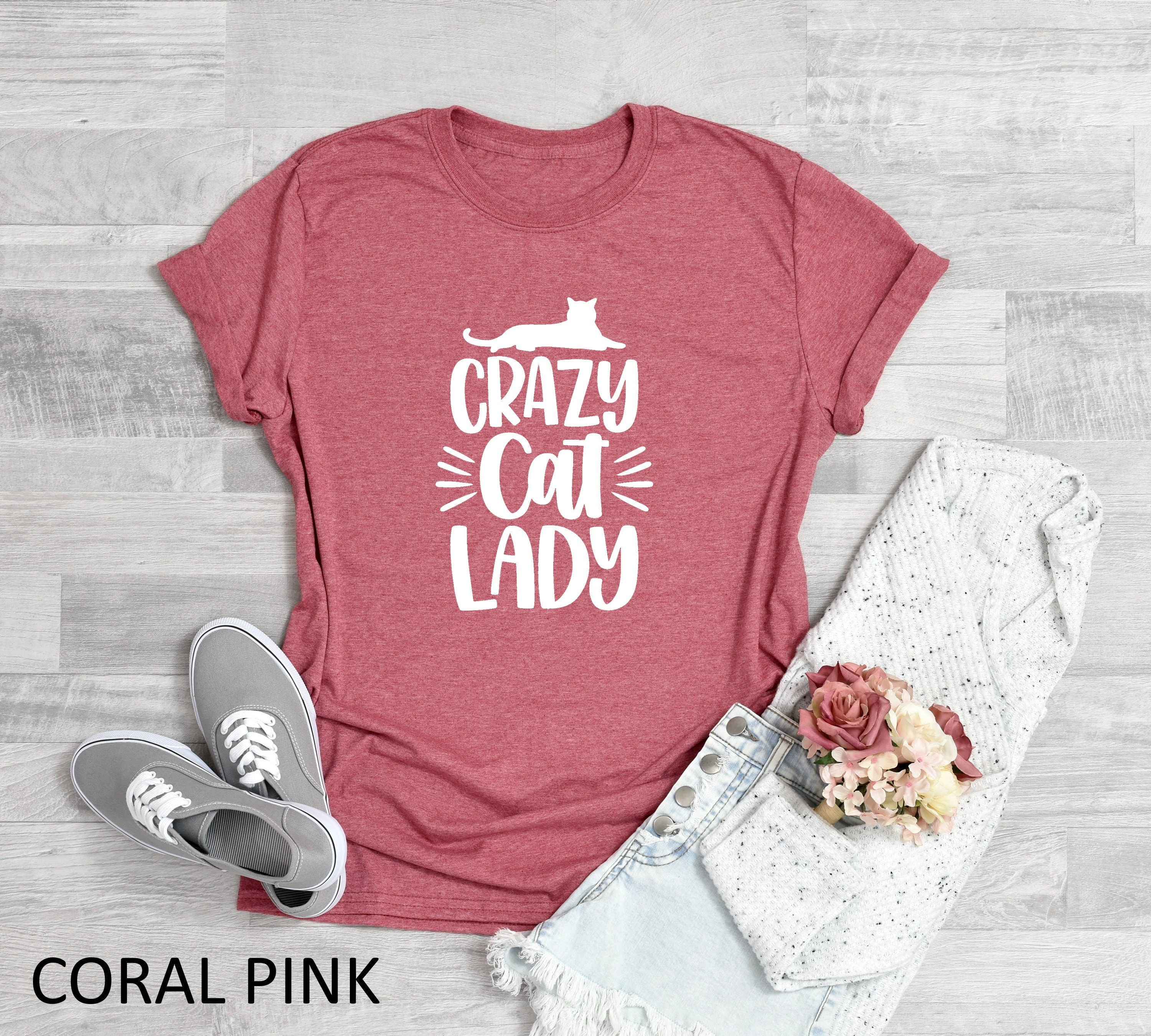  Frequency Of Heartbeat Crazy Cat Lady T-Shirt : Clothing, Shoes  & Jewelry