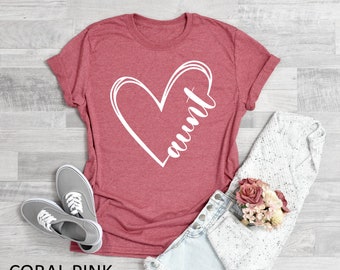 Auntie Heart Shirt, Aunt Gift, Auntie Established  T-Shirt, Aunt Shirt, Pregnancy Announcement Tee,Aunt Life, Gift for Auntie, Auntie Shirts