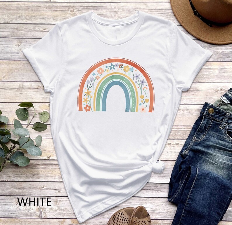 Rainbow Shirt Beautiful Wildflowers Bloom Rainbow Spring Etsy
