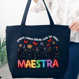 Teacher Tote Bag, Floral Maestra Tote Bag,spanish Teacher Gift ...