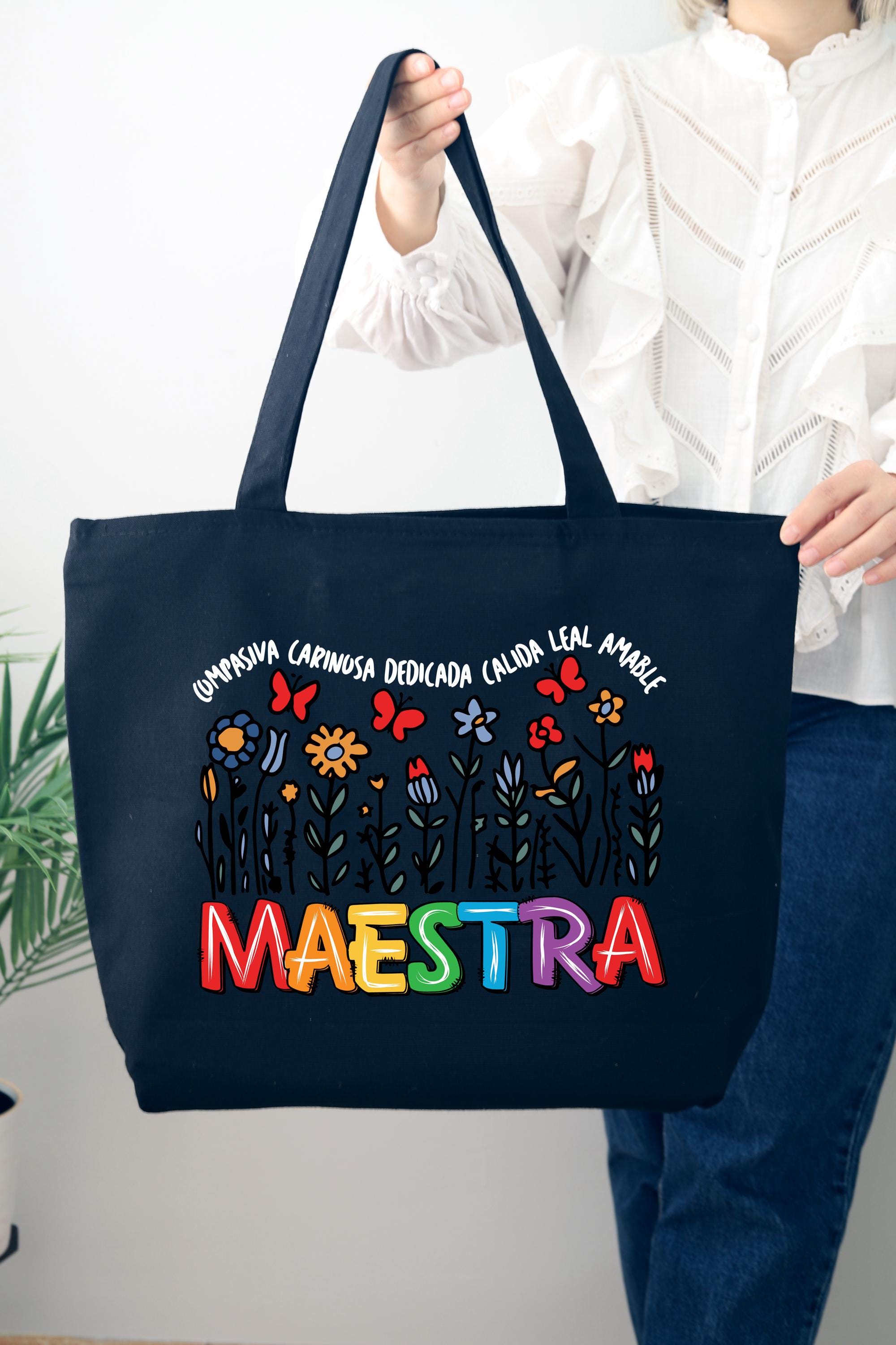Teacher Tote Bag, Floral Maestra Tote Bag,spanish Teacher Gift ...