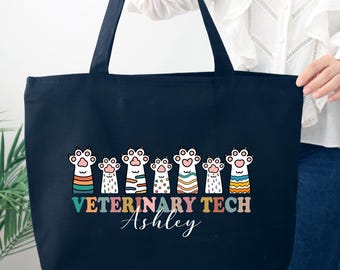 Custom Vet Tech Tote Bag, Vet Tech Gifts, Vet Tool Bag, Vet Tech Gift, Vet Assistant Gif, Gift for Dog Lovers Bag, Veterinary Technician Bag