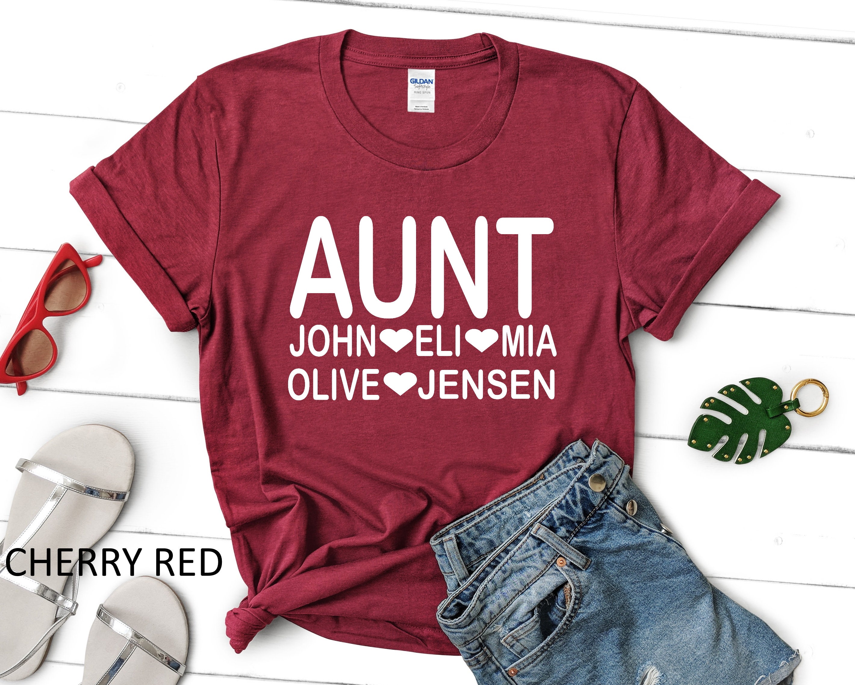 Personalized Aunt Shirt Aunt Shirt with Kids Names Custom | Etsy
