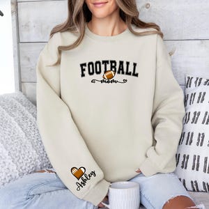 Personalized Football Mom Sweatshirt, Mom With Name on Sleeve Sweatshirt, Football Mom Hoodie, Gift for Football Mom, Game Day Sweatshirt