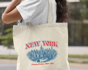 New York Tote Bag, Retro New York State Bag, Vintage New York City Bag, New York Travel Gift, New York Vacation Tote Bag, New York Gift