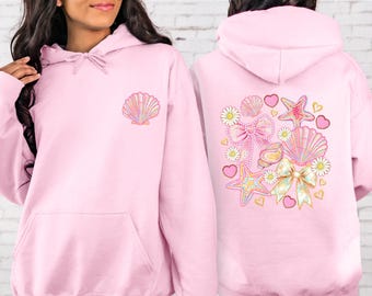 Seashells Hoodie, Summer Beach Sweatshirt, Ocean Vibes Cozy Outfit For Beach Lovers