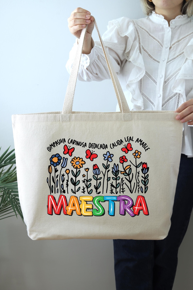 Teacher Tote Bag, Floral Maestra Tote Bag,spanish Teacher Gift ...