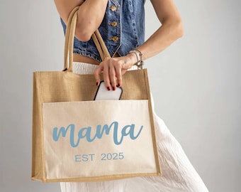 Mama Tote Bag, Mother's Day Tote Bag, Custom Mama Est. Tote Bag, Mothers Day Gift, New Mom Gift,Mom Tote Bag,Mother Day Bag, Mama Bag