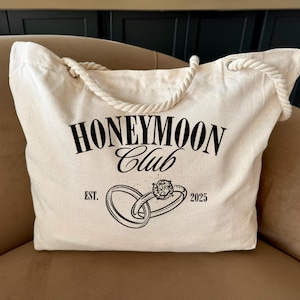 Custom Honeymoon Club Tote Bag, Custom Bachelorette Tote Bag, Bride Club Tote Bag, Honeymoon Gifts, Just Married Gift, Newlywed Gift