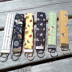 Bee Collection Key Fobs - Keychain with Bees - Bee Key Fob Wristlet