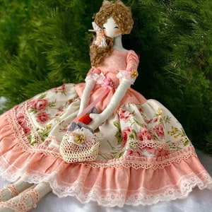 17 inch Rag Doll in Gift BoxPrincess doll for collection Personalized Handmade Gift for Little Girl Christmas Gift Victorian inspired Soft