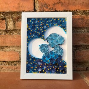 PAPER QUILLING ART, Frameable Wall Art, I love you mom quilling, Home Decor, Quill lover, Mother and baby