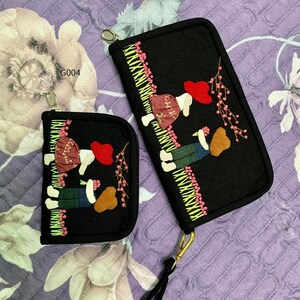 COTTON COIN PURSE / Leinen Patchwork Kreditkartenhalter Lange und Kurze Geldbörse / Geschenk für Mama / Kleines Mädchen Patchwork Leinen Geldbörse