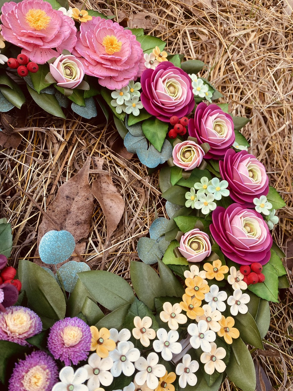 3Dクイリングフラワーリース：トロピカルペーパーアート（13.4インチ