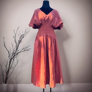 PLEATED LINEN DRESS long dress / Linen dress for woman / Autum dress / christmas/ Wedding guest Garden Party dress/ Birthday gift