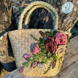 Bolso pequeño minimalista • Monedero con cinta bordada Regalo de cumpleaños personalizado para ella Accesorio de cinta artística para fiestas en la playa Eventos formales