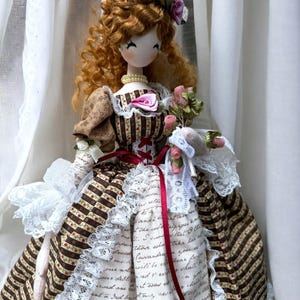 Premium Linen Princess Doll Collection -ballerina doll, Victorian inspired fabric doll, rag stuffed soft handmade tilda brown hair doll,