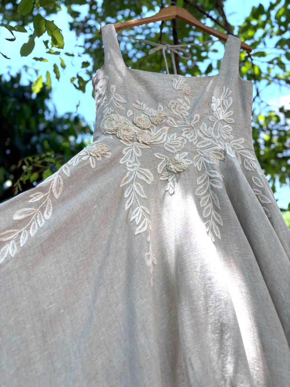 knee length dresses for ladies Modest Linen Wedding Dress. Handcrafted. World Wide Shipping main image 0