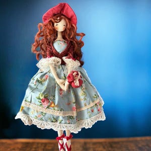 Hand Sew Floral Fancy Boy Girl Doll Gift For Her Christmas Birthday Premium Linen Heirloom Stuffed Princess Doll - Woodland Art Dolls -