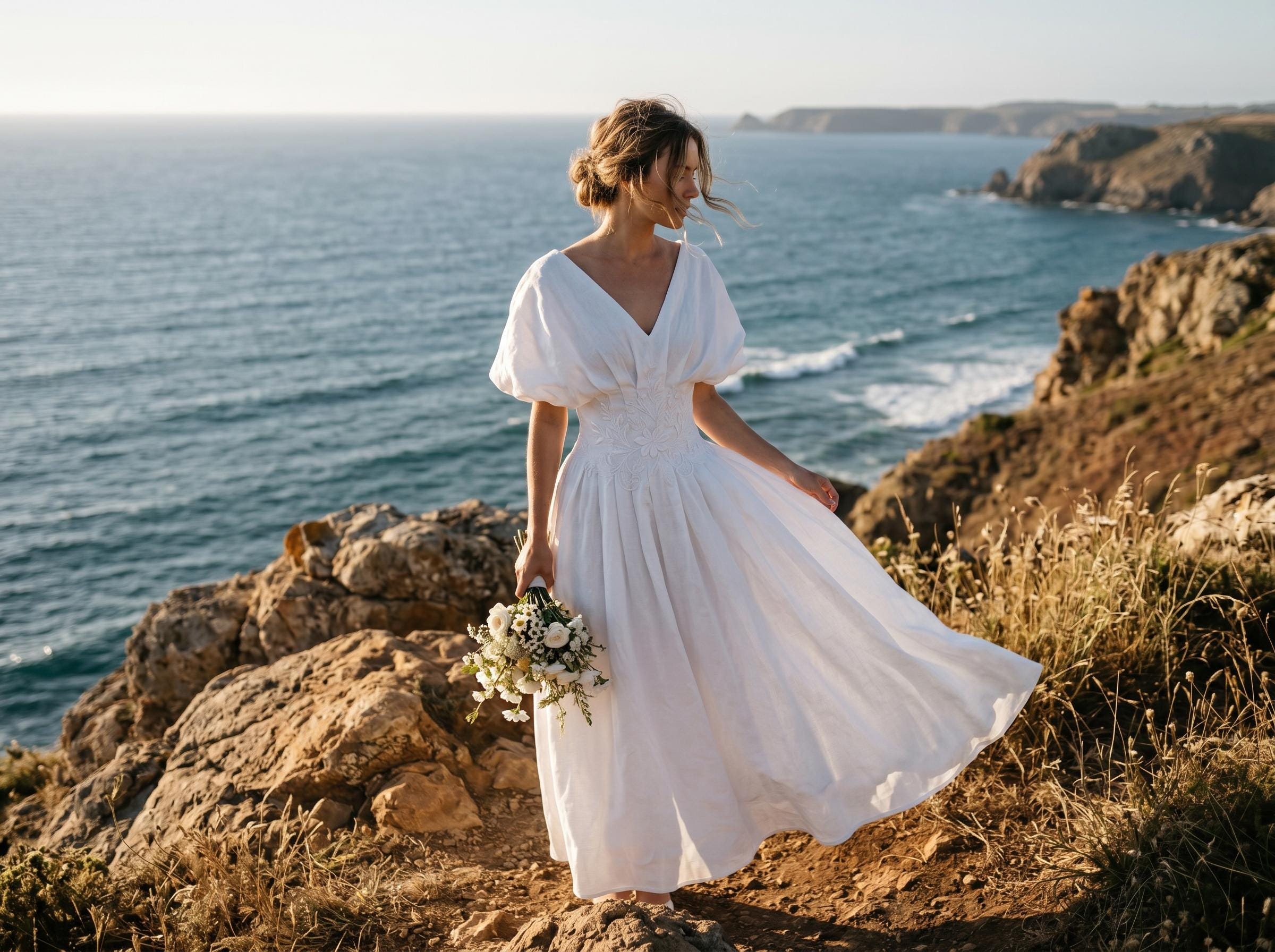 beach wedding midi dress Embroidered Linen Dress: Fit and Flare Guest side pockets and tie Casual black dress Midi Dress With Half Size:2-4 year