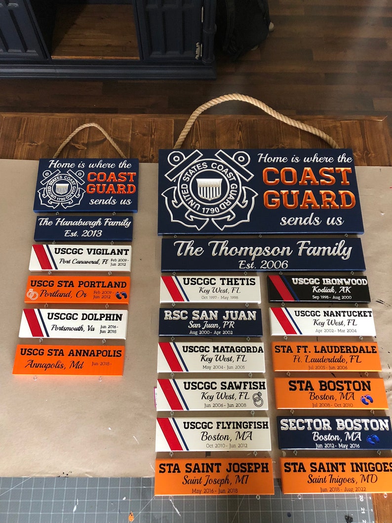 Home Is Where the Coast Guard Sends Us Carved Wood Sign Dual Etsy