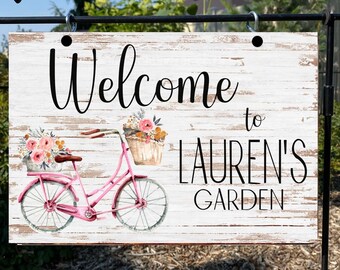 Enseigne personnalisée de jardin fleuri, Enseigne de jardin d'extérieur, Cadeau personnalisé pour maman, Enseigne de jardin personnalisée, Cadeau personnalisé pour elle, Enseigne de patio