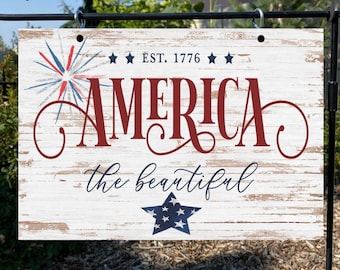Decorazioni per esterni del 4 luglio, cartello per esterni del 4 luglio, decorazioni per esterni del 4 luglio, decorazioni per il 4 luglio, cartello per il 4 luglio, Dio benedica l'America