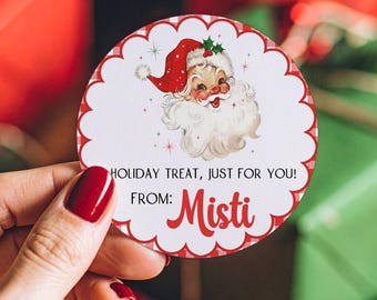 Personalized Christmas gift stickers with name,Christmas cookie tags,Custom Christmas sticker sheets,Pre-printed name labels,treat tag