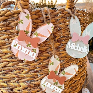 Easter basket name tag,Easter basket tag,Personalized Easter tag,bunny name tag,Custom gift tag decor for boys,girls,Easter carrot name tag