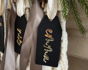 Stocking tags personalized, Stocking name tags, 3d stocking tags, Minimalist stocking tag, Customized acrylic tag, Personalized stocking tag