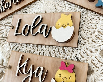 Etiqueta de nombre para canasta de Pascua, etiqueta de canasta de Pascua, etiqueta de Pascua personalizada, etiqueta de nombre de conejito, etiqueta de regalo personalizada para niños y niñas, etiqueta de Pascua 3D personalizada