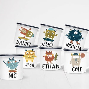 Mugs for kids personalized-Kid mug personalized-Kid mug-Mug for kids with name-Monster mug-Mug for boys-Personalized camp mug kid