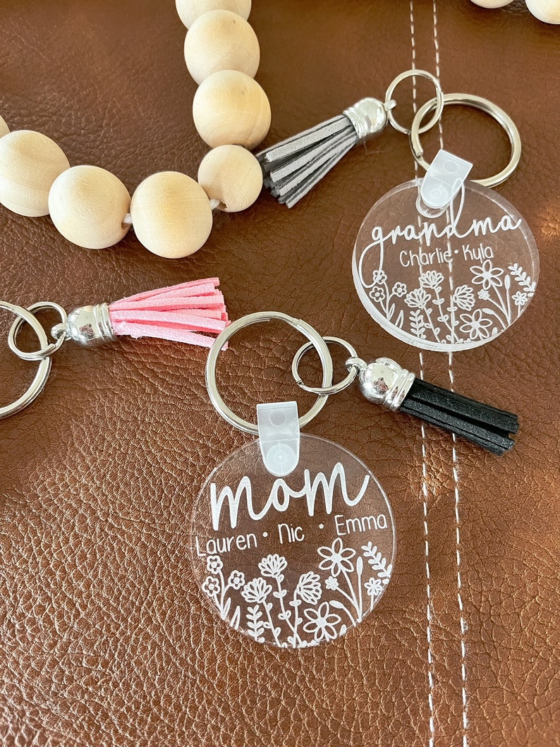 Mama Keychain With Kids Name Mama Keychain Customized Mom Etsy